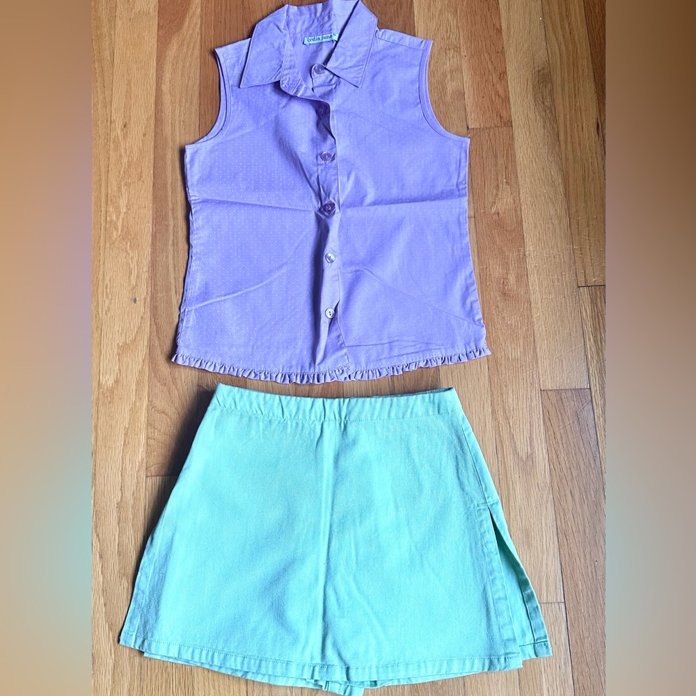 Two Piece Girls Skort and Shirt Set